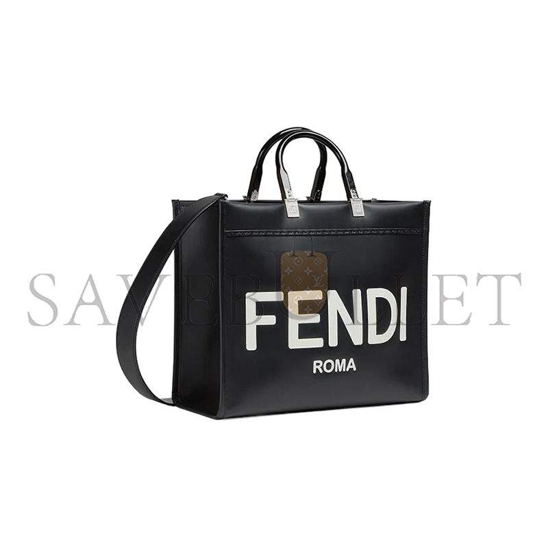 FENDI SUNSHINE MEDIUM BLACK LEATHER TOTE BAG 8BH386ABVLF1DG7 (35*31*17cm)